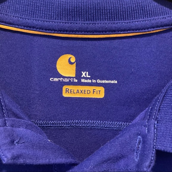 Carhartt Blue Relaxed Fit Short Sleeve 1/4 Button Polo Size XL - Picture 3 of 6